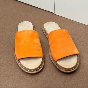 Rag & Bone Cairo Slide Sandals in Tangerine Suede Leather 40
